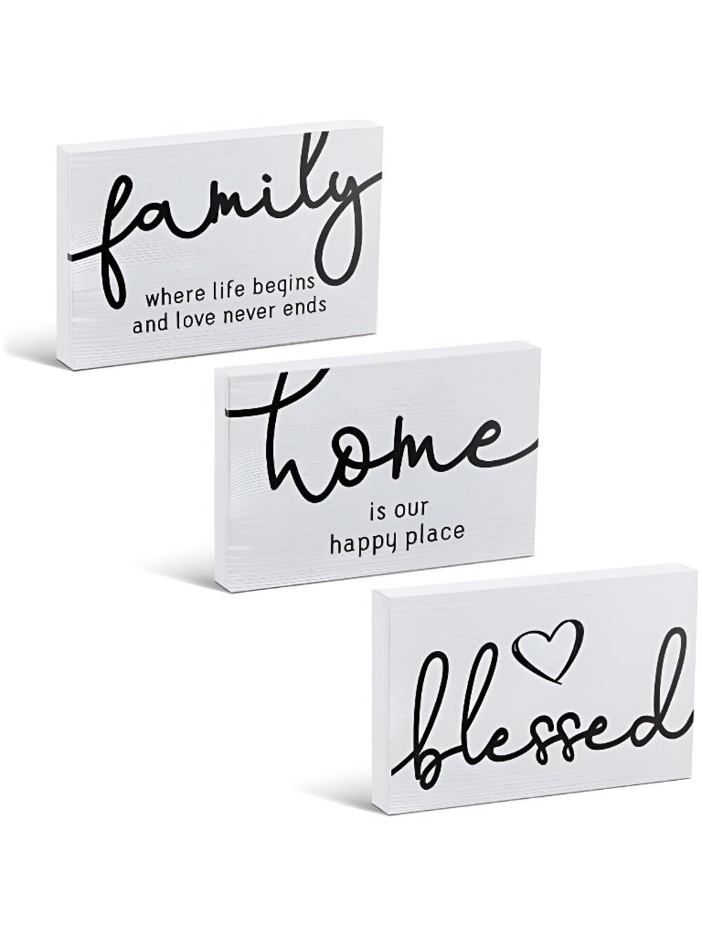 3 Pieces Family Home Blessed Rustic Wood Sign Mini Wood Decorative Signs